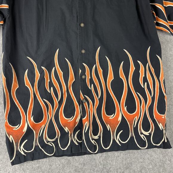 Harley Davidson Mechanic Shirt Mens Large Black Screaming Eagle Flames Button Up - Picture 3 of 14
